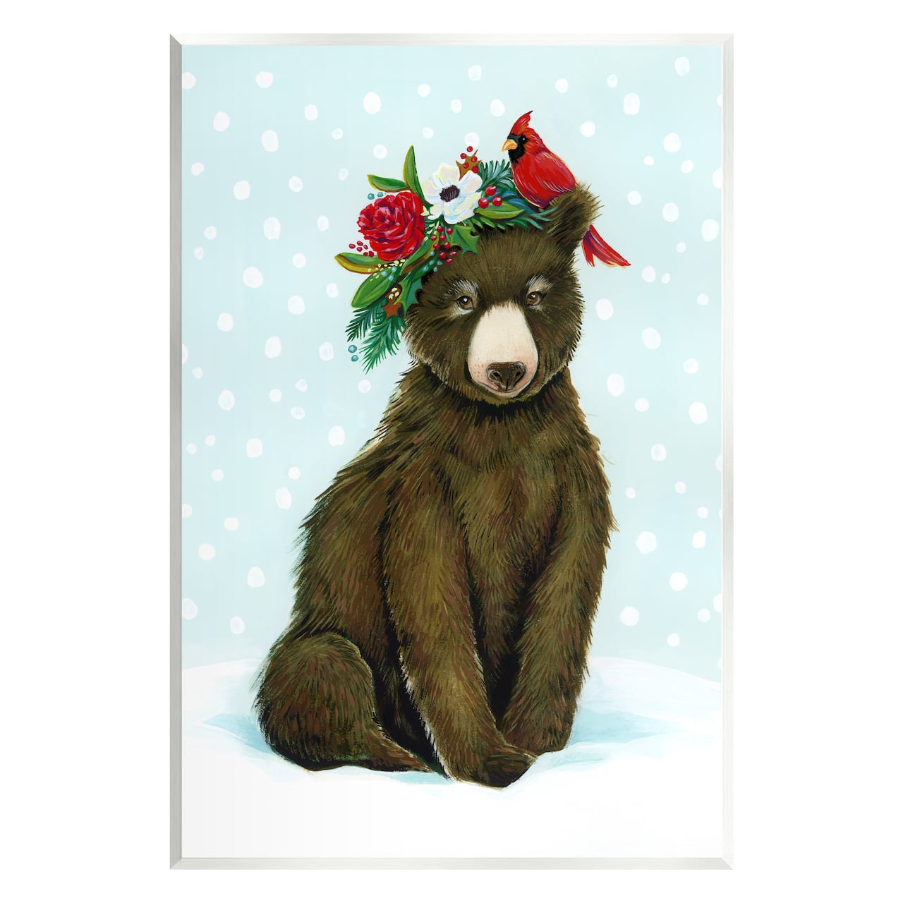 Stupell Industries Bear Seasonal Holly Snow Scene Wall Plaque Art